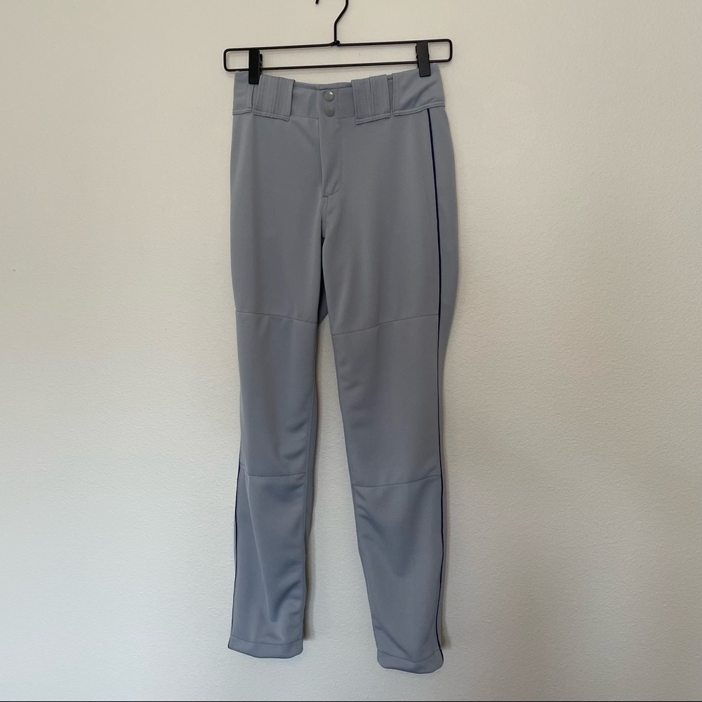 New in package boombah grey with navy striped boys baseball pants